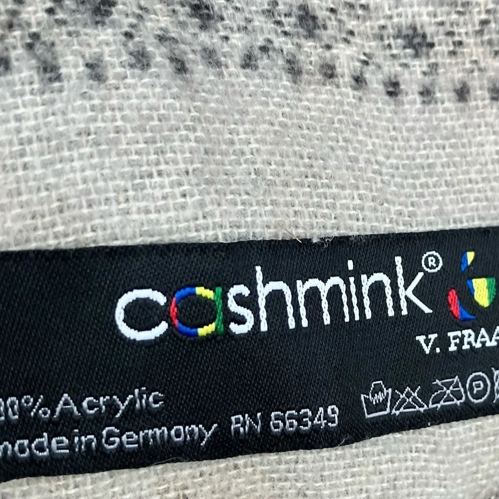 EUC Cashmink Scarf Cheetah Print Tassles‎ 100% Acrylic Tan Black Made In Germany